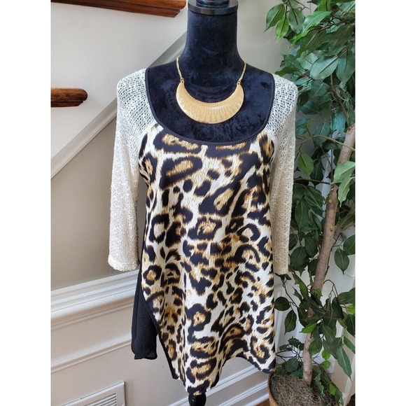 Poeme Women's Multicolor Polyester Long Sleeve Scoop Neck Pullover Blouse Size S - Picture 2 of 9